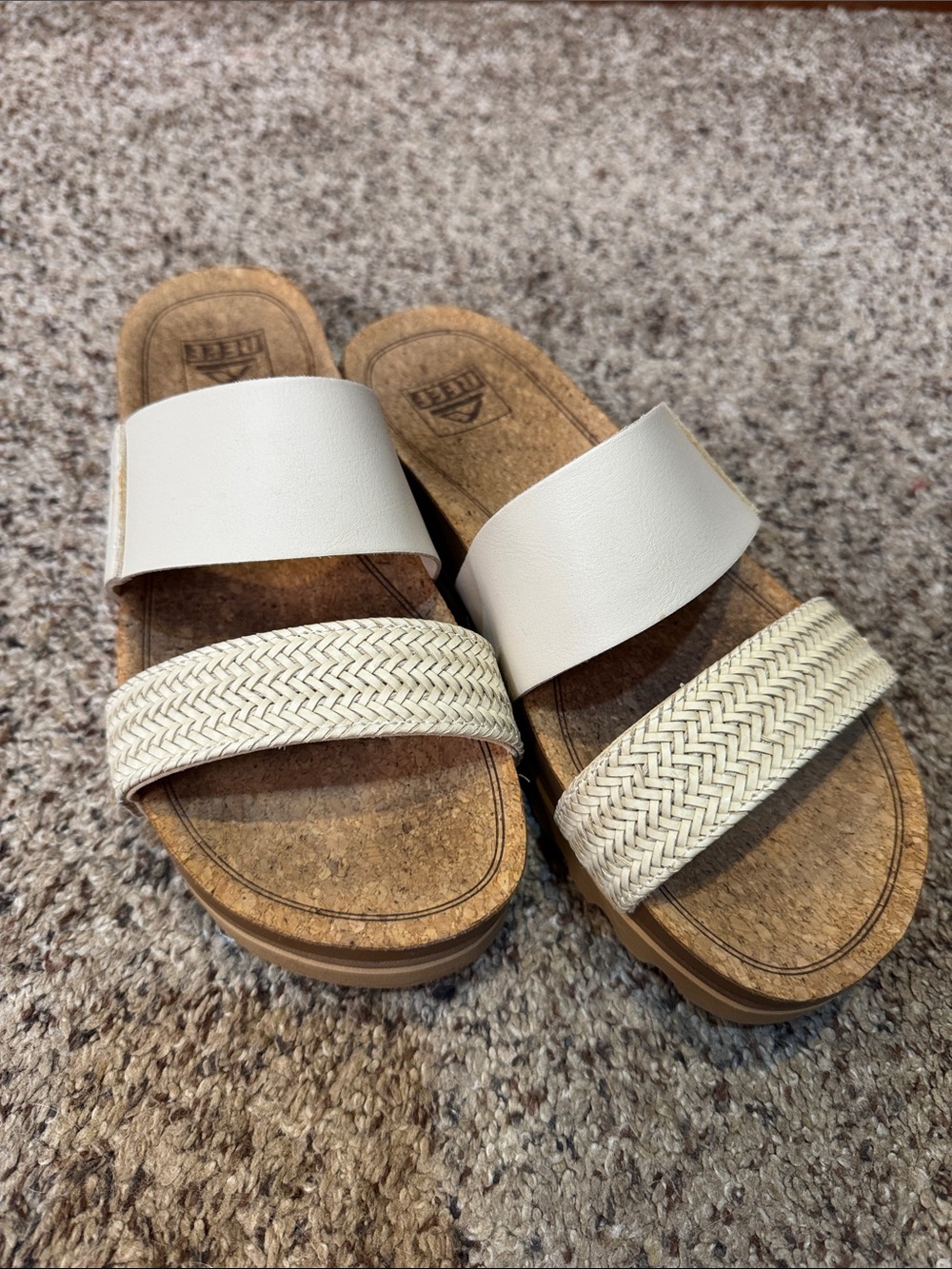 Reef Women's White Braided Double-Strap Slide Sandals